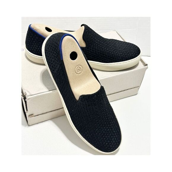 Rothy’s The Sneaker Honeycomb Knit Textured Slip On Shoes Flat Black Womens 11.5 - Picture 1 of 13